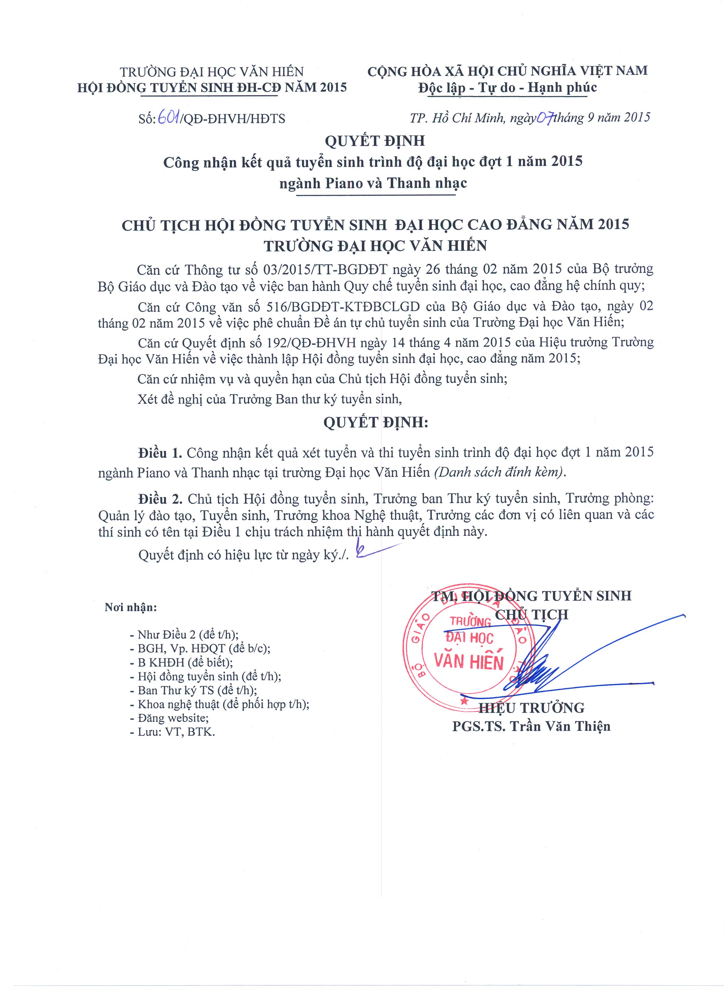 QD 601 vv cong nhan ket qua tuyen sinh trinh do DH dot 1 nam 2015 nganh Piano va Thanh nhac_Page_1